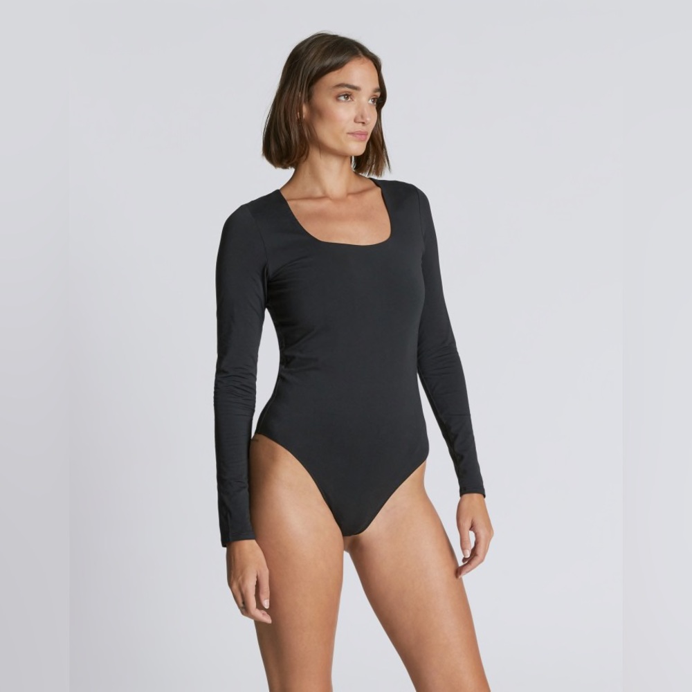 Everlane Long Sleeve Black Supima Bodysuit - size XL